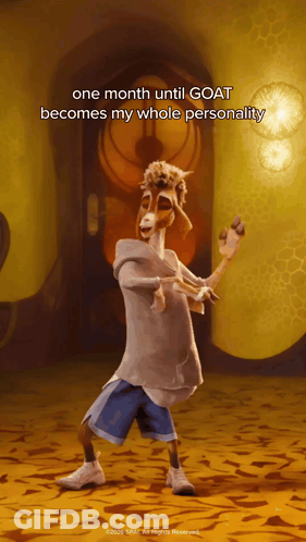 A Cartoon Of A Goat Dancing With The Caption One Month Until Goat Becomes My Whole Personality GIF