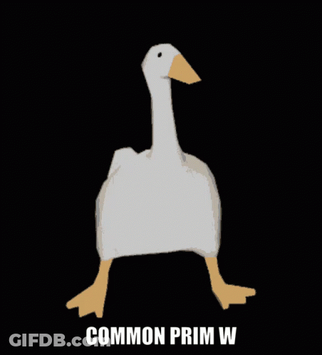 A Cartoon Of A Goose With The Words Common Prim W Below It GIF