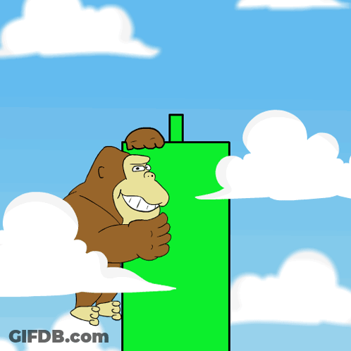 A Cartoon Of A Gorilla Peeking Over A Green Box GIF
