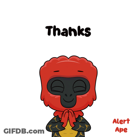 A Cartoon Of A Gorilla Saying " Thanks " GIF