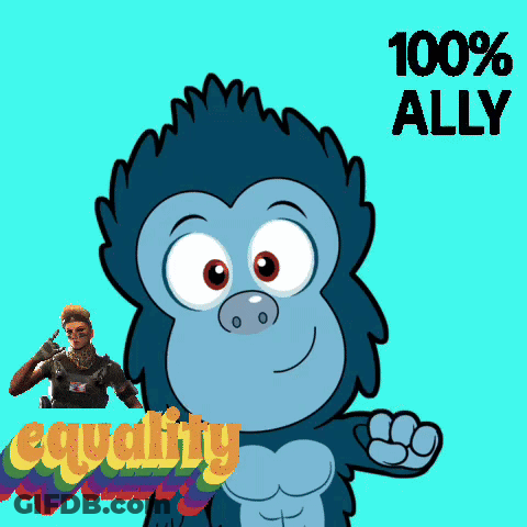 A Cartoon Of A Gorilla With The Words Grateful For You Ally You Rock Equality GIF