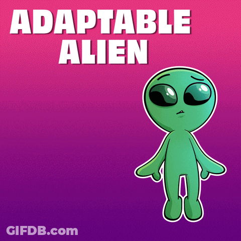 Green Alien Cartoon With Adaptable Alien Text GIF