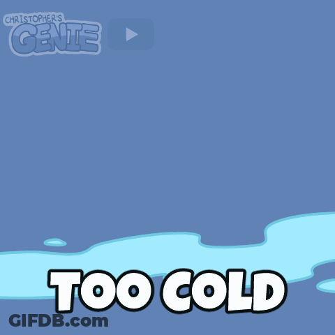 A Cartoon Of A Green Creature In An Ice Cube With The Caption Too Cold GIF