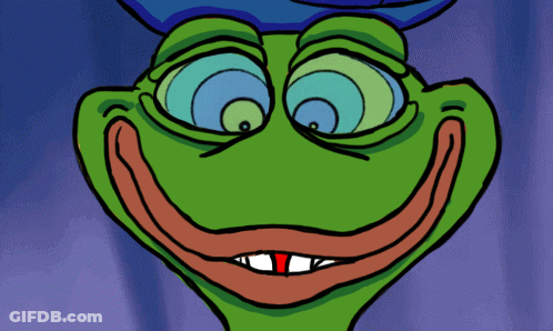 A Cartoon Of A Green Frog With A Blue Hat GIF
