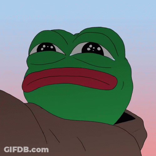 A Cartoon Of A Green Frog With A Red Tongue Is Crying GIF