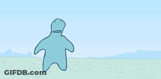 A Cartoon Of A Green Monster And A Blue Monster With Arms Outstretched GIF