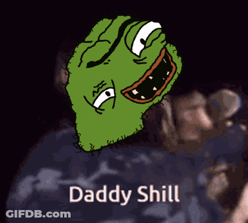 A Cartoon Of A Green Monster With The Words Daddy Shill Written Below It GIF