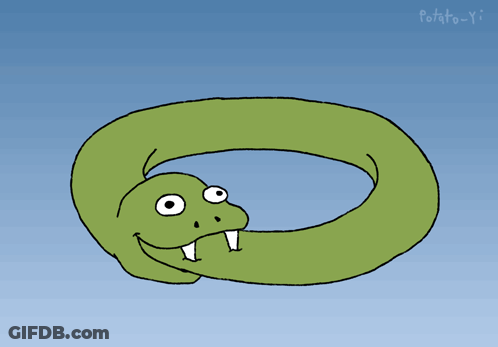A Cartoon Of A Green Snake With Potato-Yi Written On The Bottom GIF