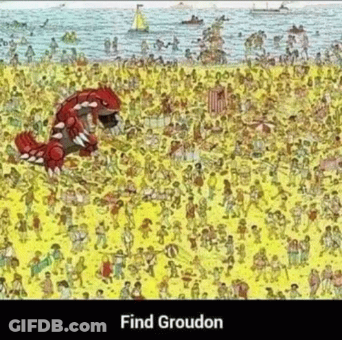 A Cartoon Of A Group Of People On A Beach With A Giant Monster In The Middle Of It . GIF