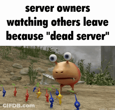 A Cartoon Of A Group Of Piranhas With The Caption " Server Owners Watching Others Leave Because Dead Server " GIF