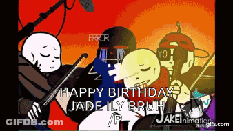 A Cartoon Of A Group Of Skeletons Playing Violins With The Words Happy Birthday Jade Ily Bruh GIF