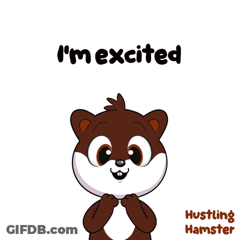 A Cartoon Of A Hamster Saying I 'M Excited GIF