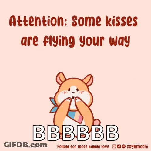 Hamster Surrounded By Pink Hearts Kisses Flying GIF