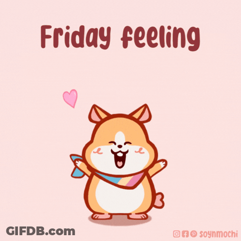 A Cartoon Of A Hamster With Hearts And The Words Friday Feeling GIF