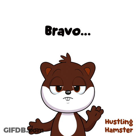 A Cartoon Of A Hamster With The Words Bravo Hustling Hamster Below It GIF