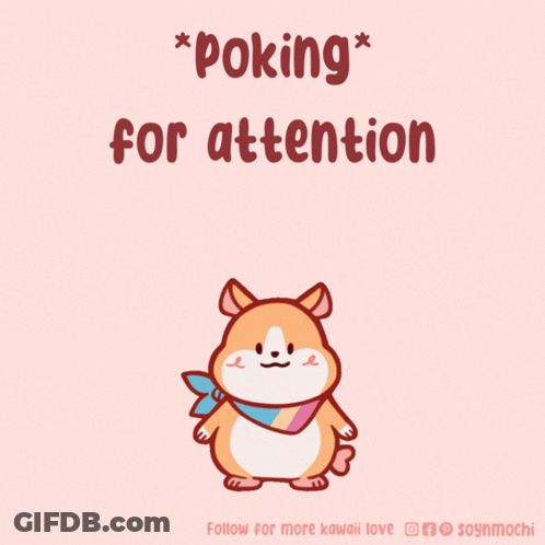 A Cartoon Of A Hamster With The Words Poking For Attention GIF