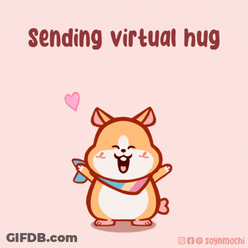 A Cartoon Of A Hamster With The Words Sending Virtual Hug GIF