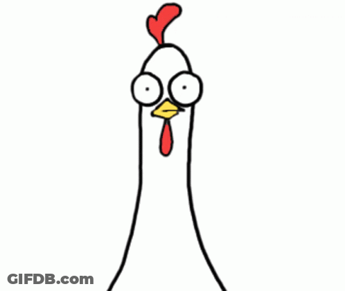 A Cartoon Of A Hand Holding A Chicken With A Surprised Look On Its Face GIF
