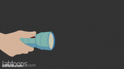 A Cartoon Of A Hand Holding A Flashlight With Labtoons.com In The Lower Right Corner GIF