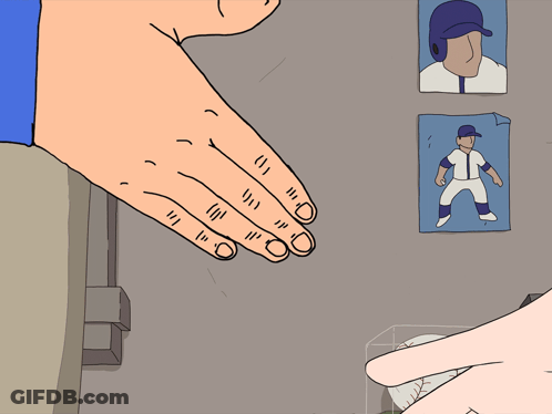 A Cartoon Of A Hand Reaching Out Towards Another Hand GIF