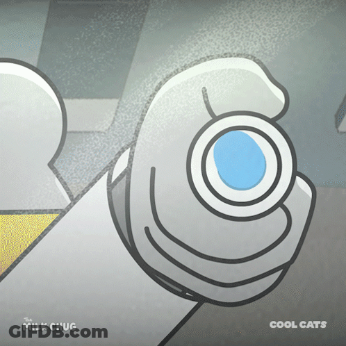 A Cartoon Of A Hand With A Blue Eye And The Words Cool Cats On The Bottom GIF