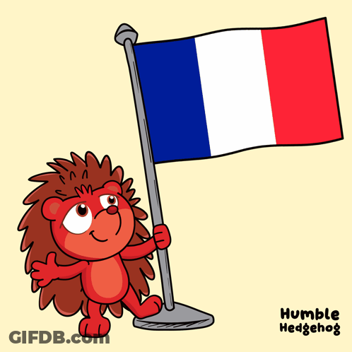 A Cartoon Of A Hedgehog Holding A French Flag With Humble Hedgehog Written On The Bottom GIF