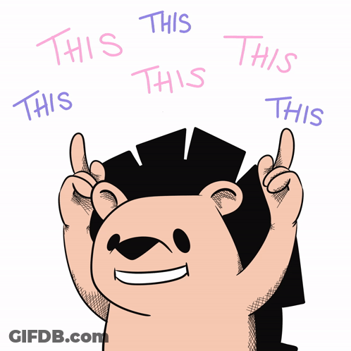 A Cartoon Of A Hedgehog With The Words " This " Written On It GIF