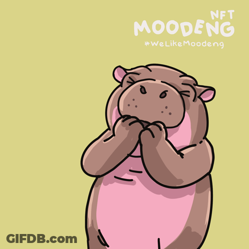 A Cartoon Of A Hippo That Says Nft Moodeng On The Bottom GIF