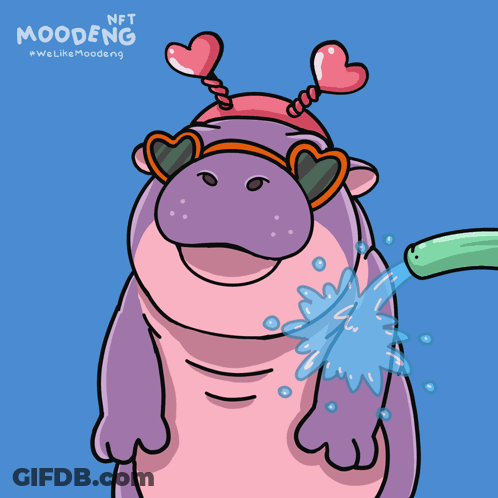 A Cartoon Of A Hippo Wearing Heart Shaped Sunglasses And A Pink Hat GIF