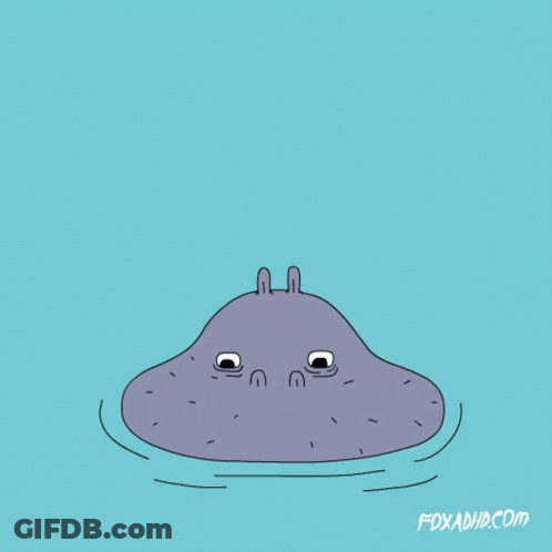 A Cartoon Of A Hippopotamus With Two Dogs In It GIF