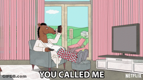 A Cartoon Of A Horse Sitting In A Chair Holding A Remote Control With The Words " You Called Me " Below Him GIF
