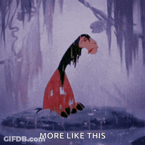 A Cartoon Of A Horse Sitting In The Water With The Words More Like This Written On The Bottom GIF