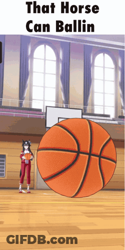 Cartoon Horse Next To Basketball GIF