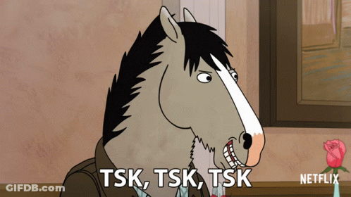 A Cartoon Of A Horse With The Words Tsk Tsk Tsk On The Bottom GIF