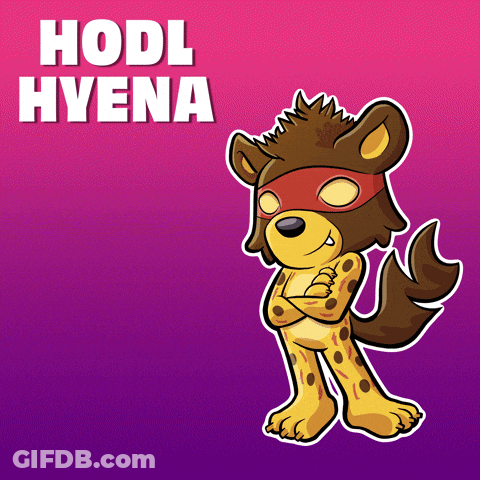 A Cartoon Of A Hyena With The Words Hodl Hyena Behind It GIF