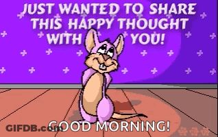 A Cartoon Of A Kangaroo Says " Just Wanted To Share This Happy Thought With You " GIF