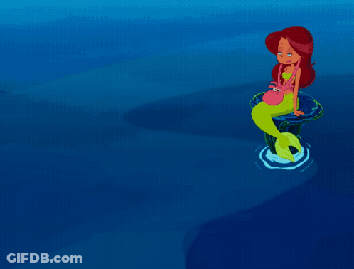 A Cartoon Of A King And A Mermaid In The Water GIF