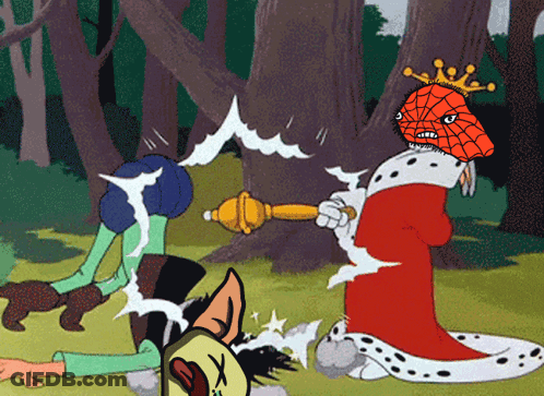 A Cartoon Of A King With A Spider-Man Mask On GIF