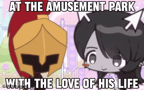 Knight And Cat At Amusement Park Love GIF
