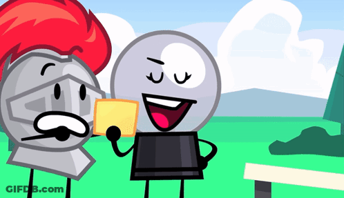 A Cartoon Of A Knight And A Snow Globe Holding A Piece Of Paper GIF