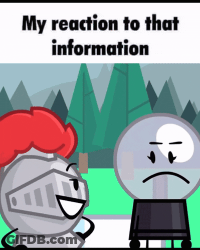 A Cartoon Of A Knight And A Snow Globe With The Words " My Reaction To That Information " On The Bottom GIF