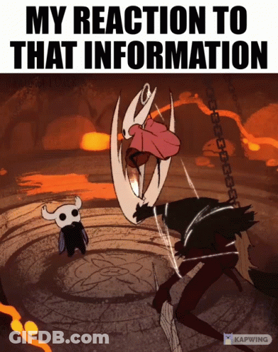 A Cartoon Of A Knight Fighting A Demon With The Caption " My Reaction To That Information " GIF