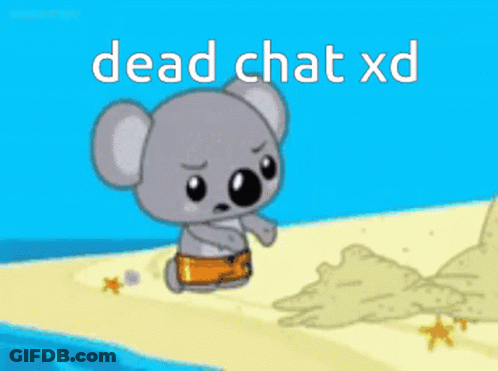 A Cartoon Of A Koala And A Tiger On A Beach With The Words Dead Chat Xd Above Them . GIF