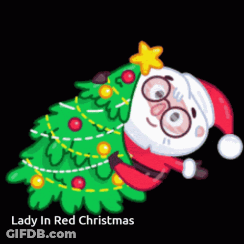 A Cartoon Of A Lady In Red Christmas GIF
