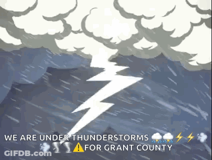 A Cartoon Of A Lightning Bolt Coming Out Of A Cloud In The Sky . GIF