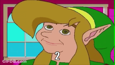 A Cartoon Of A Link With A Funny Face And The Number Two On His Neck . GIF