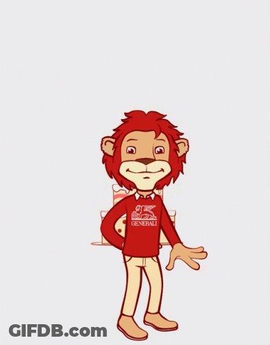 A Cartoon Of A Lion Holding A Cake With The Words Happy Birthday Written Above Him GIF
