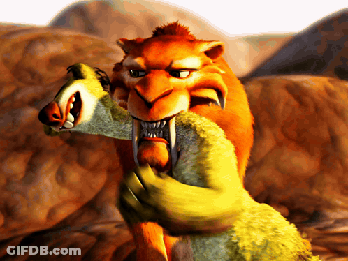 A Cartoon Of A Lion Holding A Stuffed Animal In Its Mouth GIF