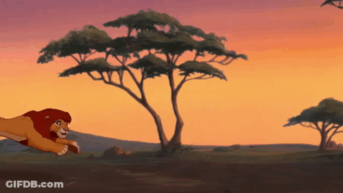 A Cartoon Of A Lion Laying Down In A Field GIF