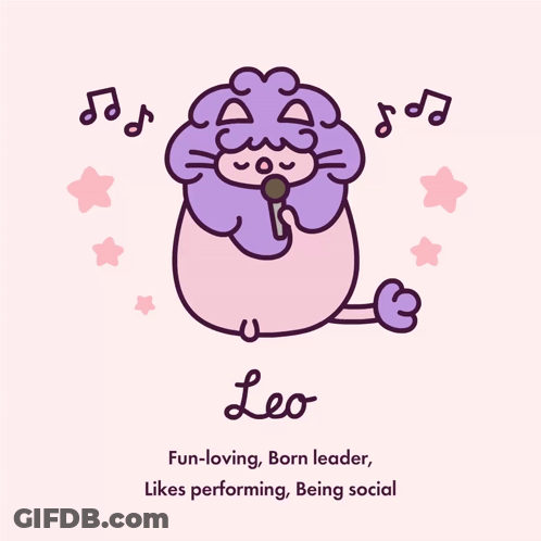A Cartoon Of A Lion Singing Into A Microphone With The Name Leo Below It GIF